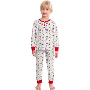 SWOMOG Girls Pajama Set Short Sleeve Tops & Ruffled Shorts with Pocket 2 Piece Summer Pajamas for Kids Size 6-15(Letter)