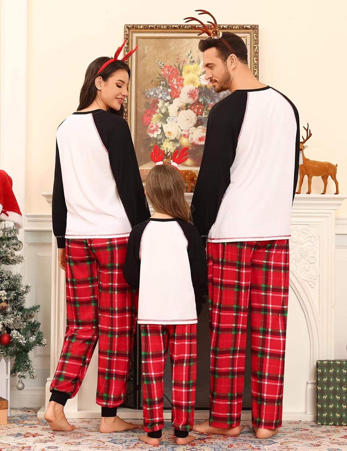 imageSWOMOG Family Christmas Matching Pajamas Sets Long Sleeve Pjs Holiday Sleepwear Women Men Soft Loungewear SetRed Green Plaid