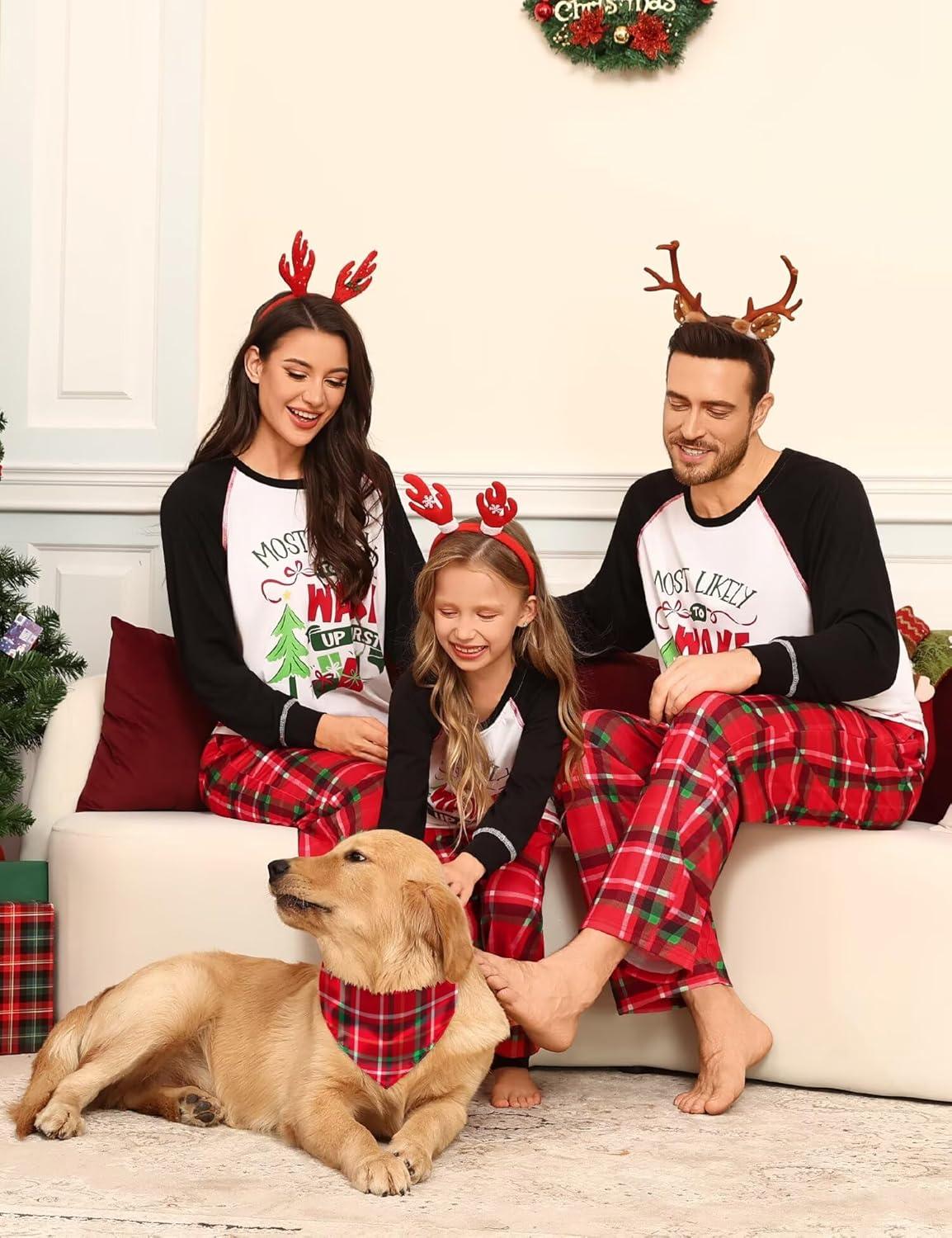 imageSWOMOG Family Christmas Matching Pajamas Sets Long Sleeve Pjs Holiday Sleepwear Women Men Soft Loungewear SetRed Green Plaid