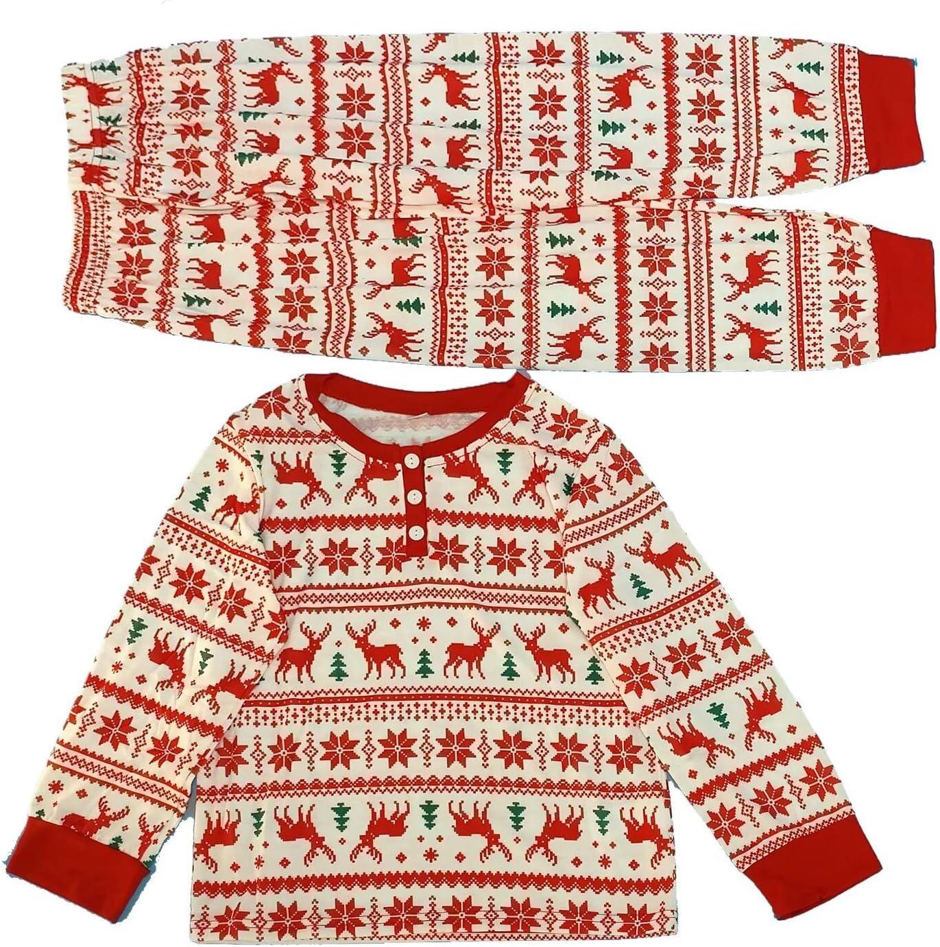 imageSWOMOG Family Matching Christmas Pajama Sets UltraSoft PJs Sets Long Sleeve Pull Over SleepwearPull Over Flower Deer