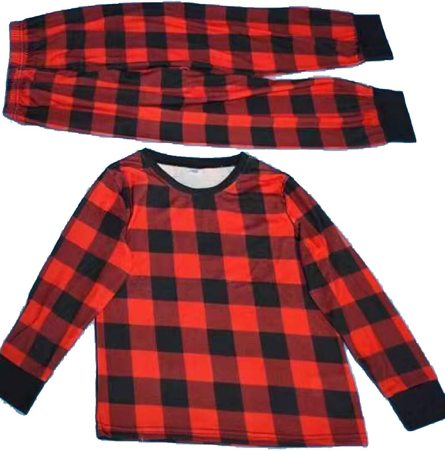 imageSWOMOG Family Matching Christmas Pajama Sets UltraSoft PJs Sets Long Sleeve Pull Over SleepwearPull Over Red Plaid