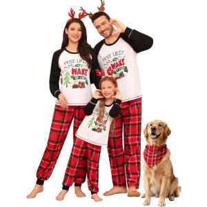 SWOMOG Family Christmas Matching Pajamas Sets Long Sleeve Pjs Holiday Sleepwear Women Men Soft Loungewear Set(Red Green Plaid)