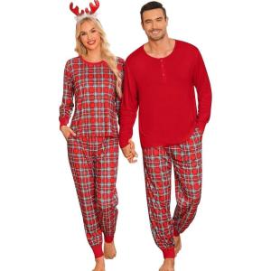 SWOMOG Matching Family Pajamas Christmas Pjs Long Sleeve Holiday Sleepwear Soft Loungewear(Red Green Plaid)