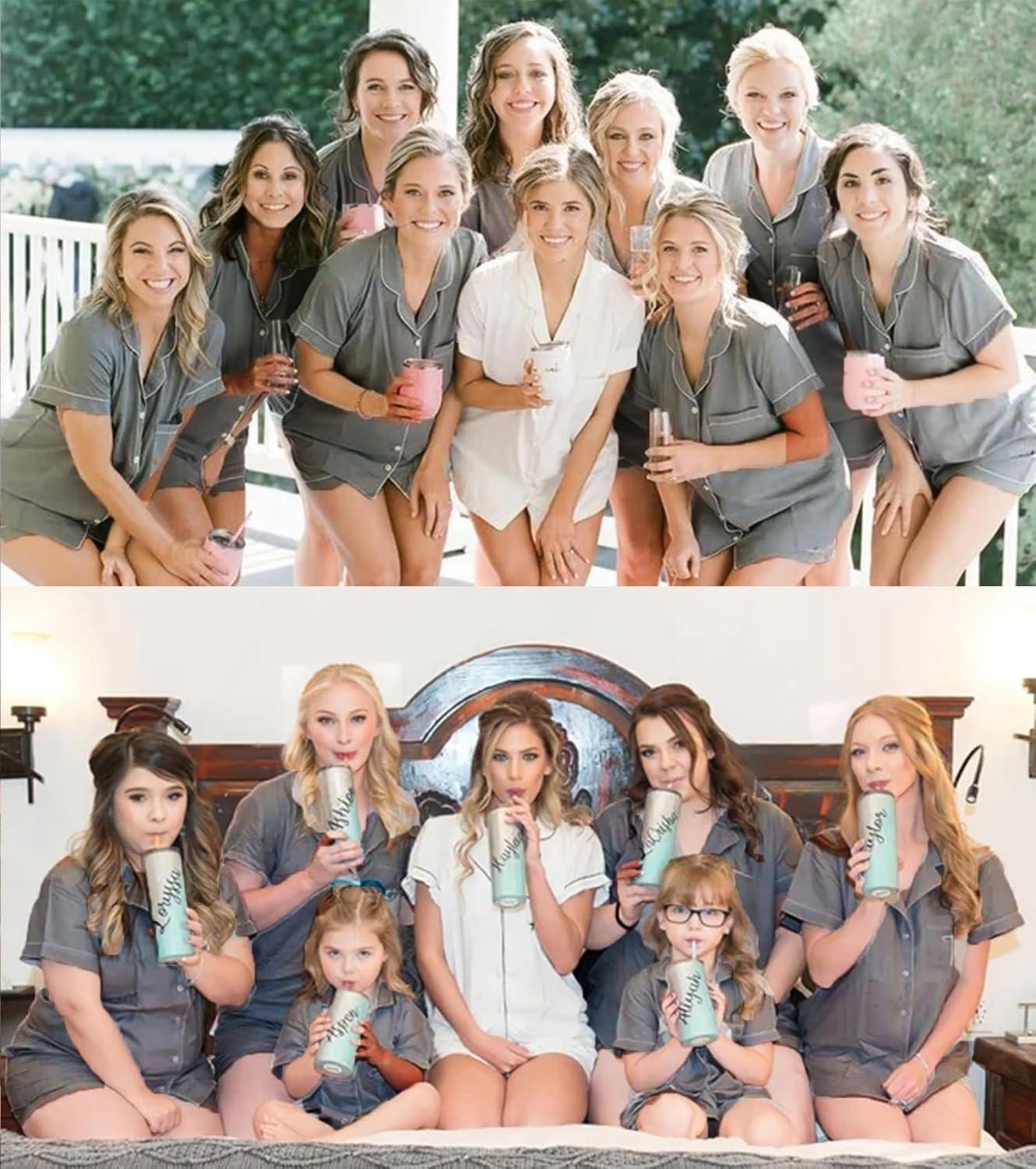 imageSWOMOG Womens Button Down Pajamas Set Short Sleeve Sleepwear Bride Soft Pj Lounge Sets XS3XLDeep Grey