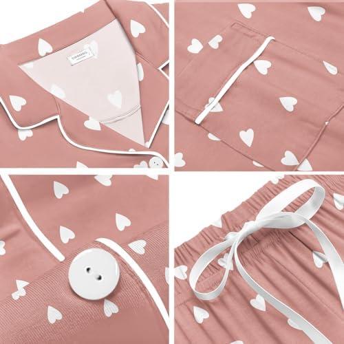 imageSWOMOG Womens Button Down Pajamas Set Short Sleeve Sleepwear Bride Soft Pj Lounge Sets XS3XLTaro Purple Heart