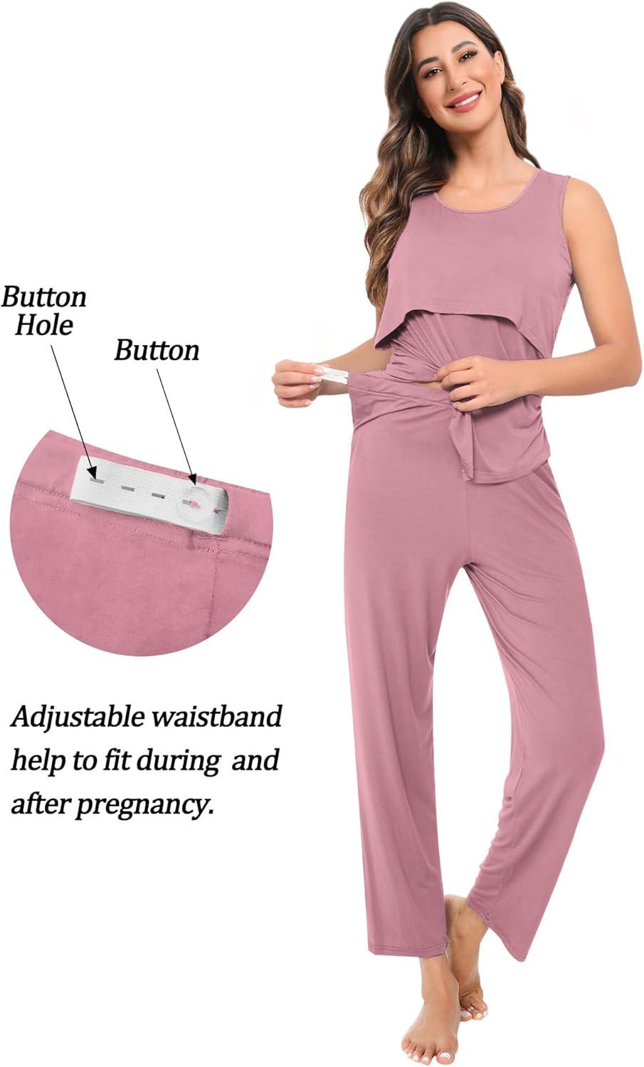 imageSWOMOG Maternity Nursing Robe Set 3 PCS Women Postpartum Pajamas Breastfeeding Labor Delivery Hospital Pregnancy PjsTaro Purple