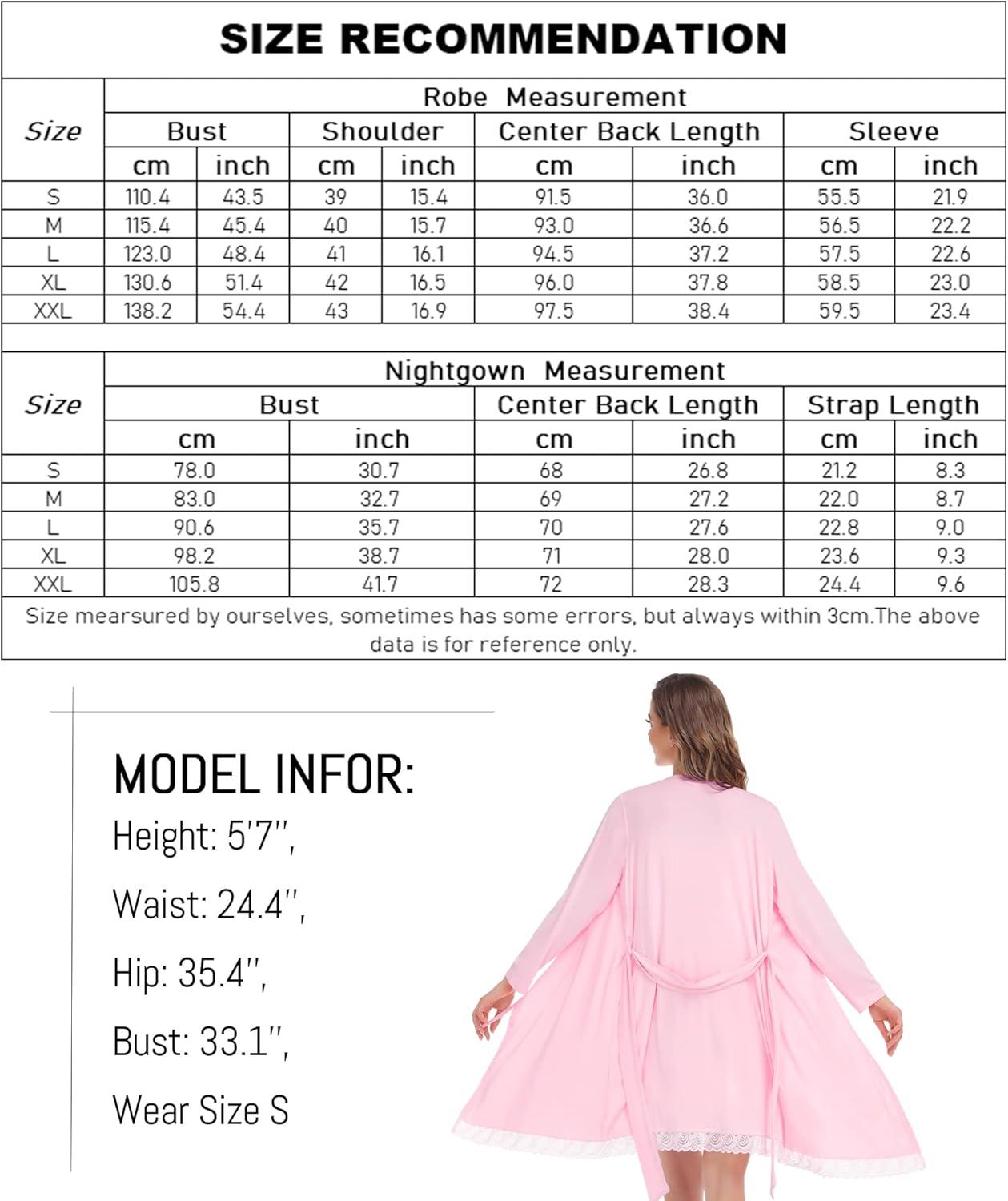 imageSWOMOG Womens Maternity Nursing Nightgown and Lace Robe Set 3 in 1 Labor Delivery Button Down Nursing Dress 2 Piece SleepwearPink