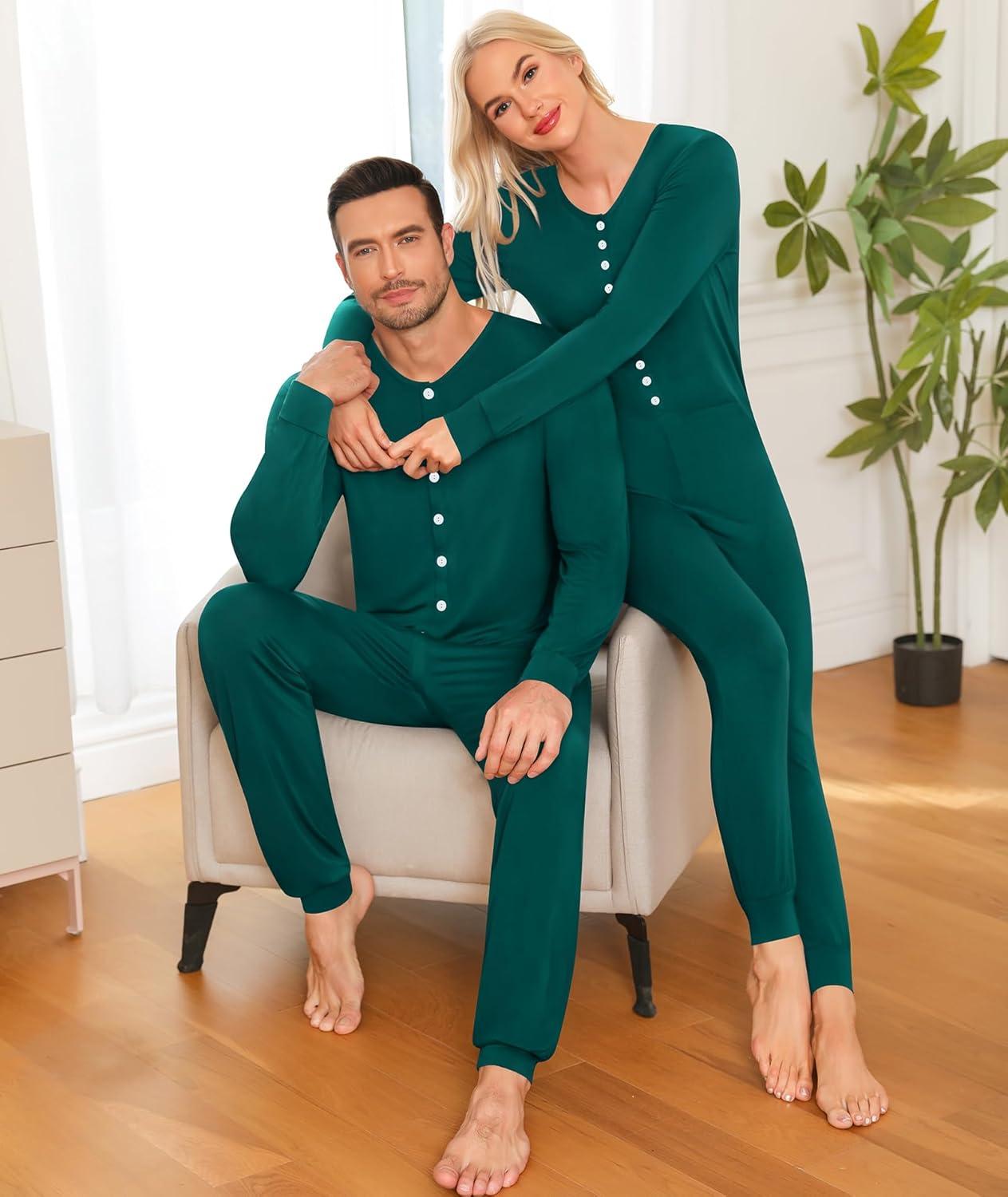 imageSWOMOG Matching Family Pajamas Sets Christmas Couple PJs Holiday Onesise Nightwear Household Sleepwear Sets with Pet bibsGreen