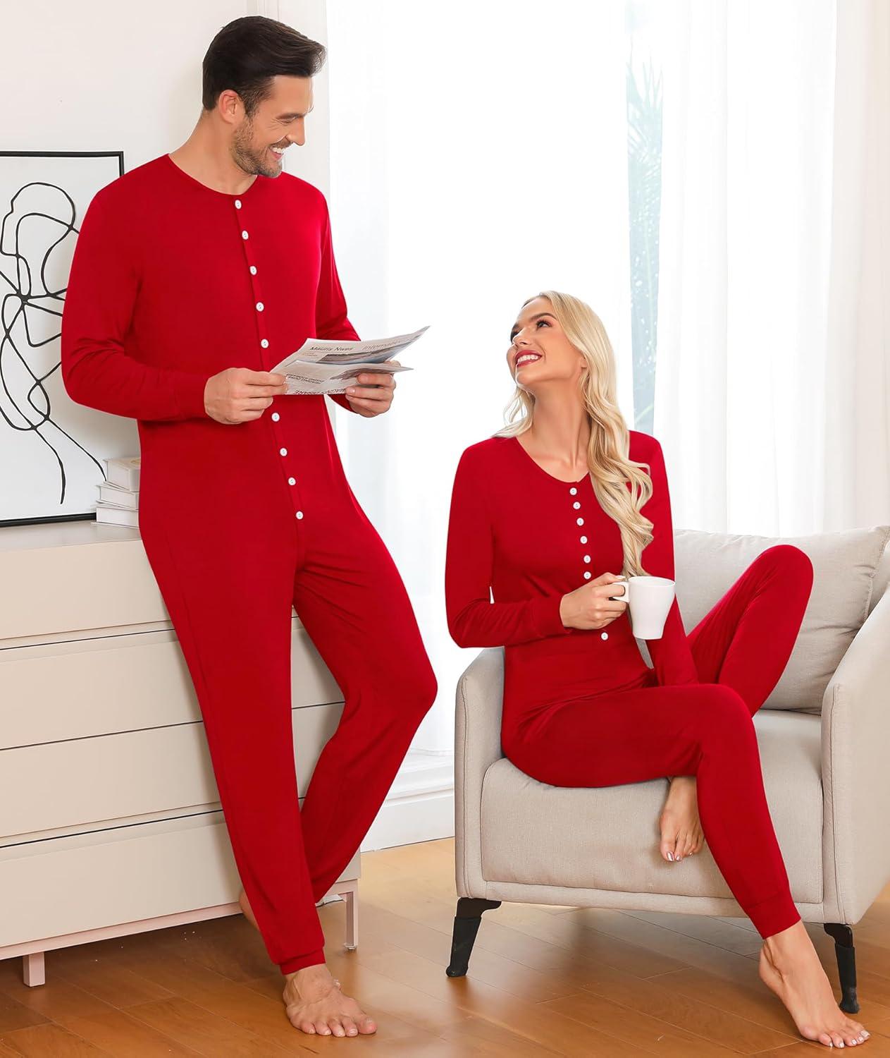 imageSWOMOG Matching Family Pajamas Sets Christmas Couple PJs Holiday Onesise Nightwear Household Sleepwear Sets with Pet bibsRed