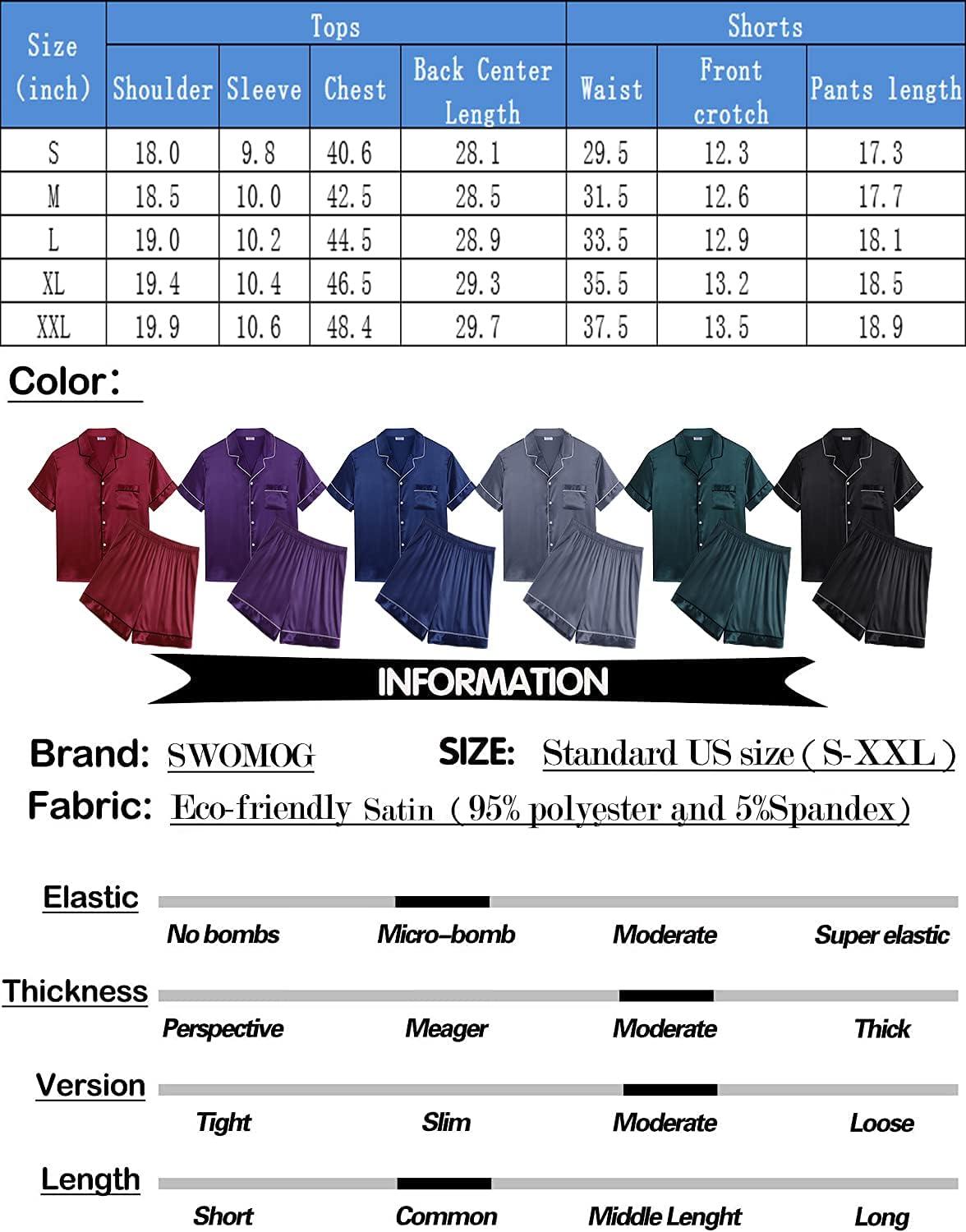 imageSWOMOG Men Satin Silk Pajamas Sets Short Sleeve Sleepwear ButtonDown PJs Sets TwoPieces Loungewear with PocketsBlack