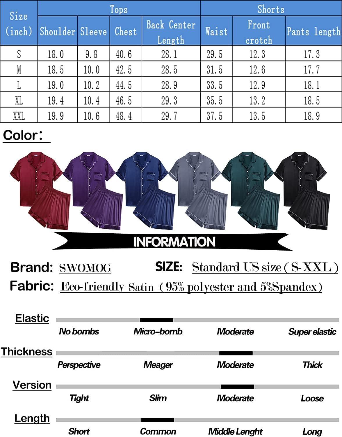 imageSWOMOG Men Satin Silk Pajamas Sets Short Sleeve Sleepwear ButtonDown PJs Sets TwoPieces Loungewear with PocketsDark Green