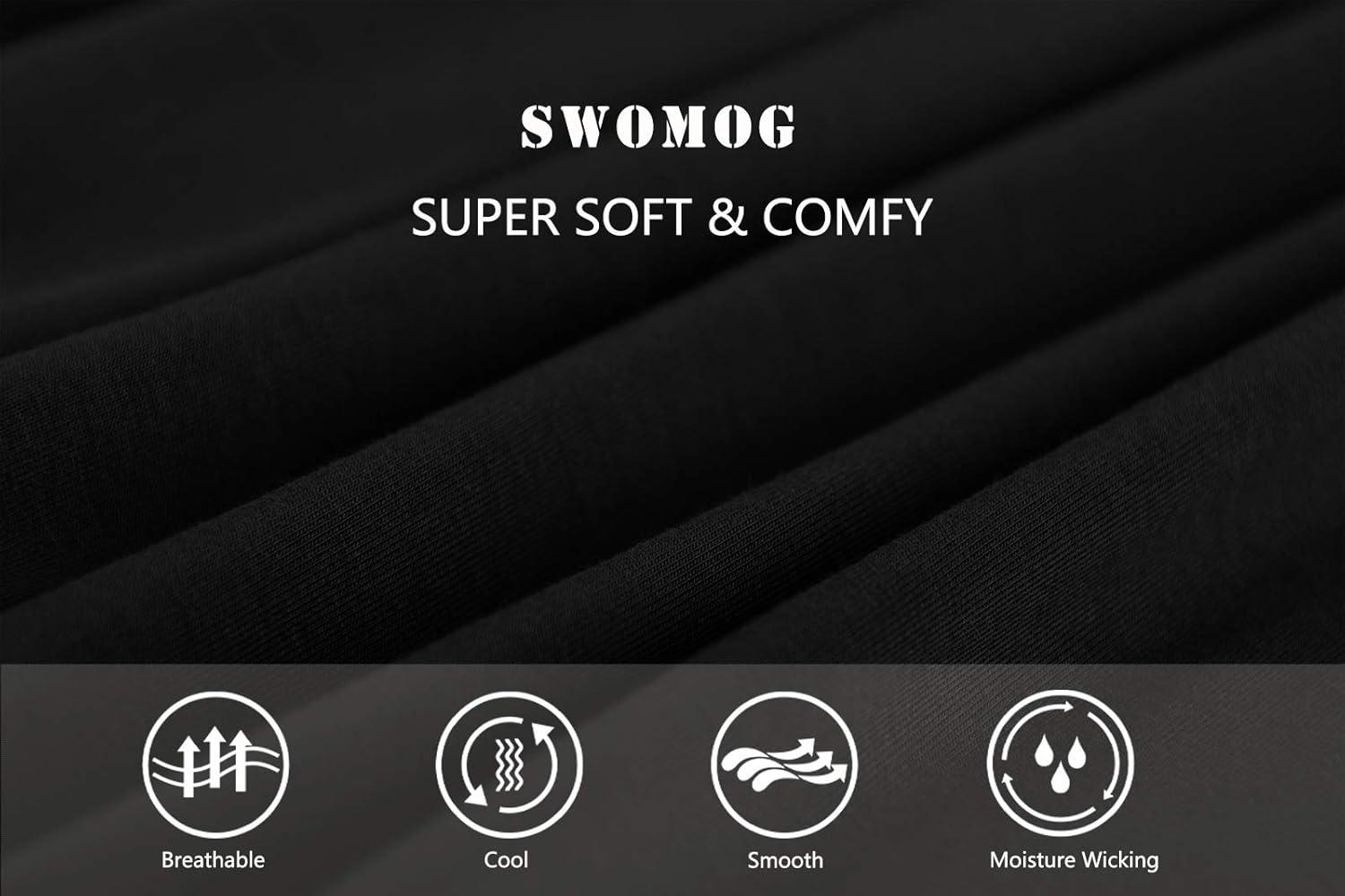 imageSWOMOG Night Shirts for Women Cotton Nightdress Round Neck Pajama Dress Short Sleeve Sleepwear Pleated Nightgown Black XLarge