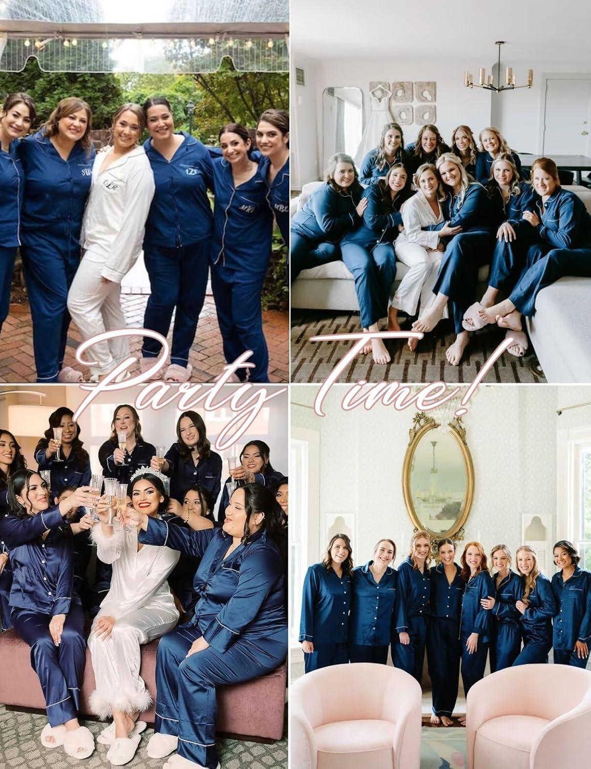 imageSWOMOG Womens Plus Size Pajamas Silky Pajama Set Button Down Sleepwear Classic Silk Pj Set Ladies Two Piece Loungewear SetPippingberry Blue