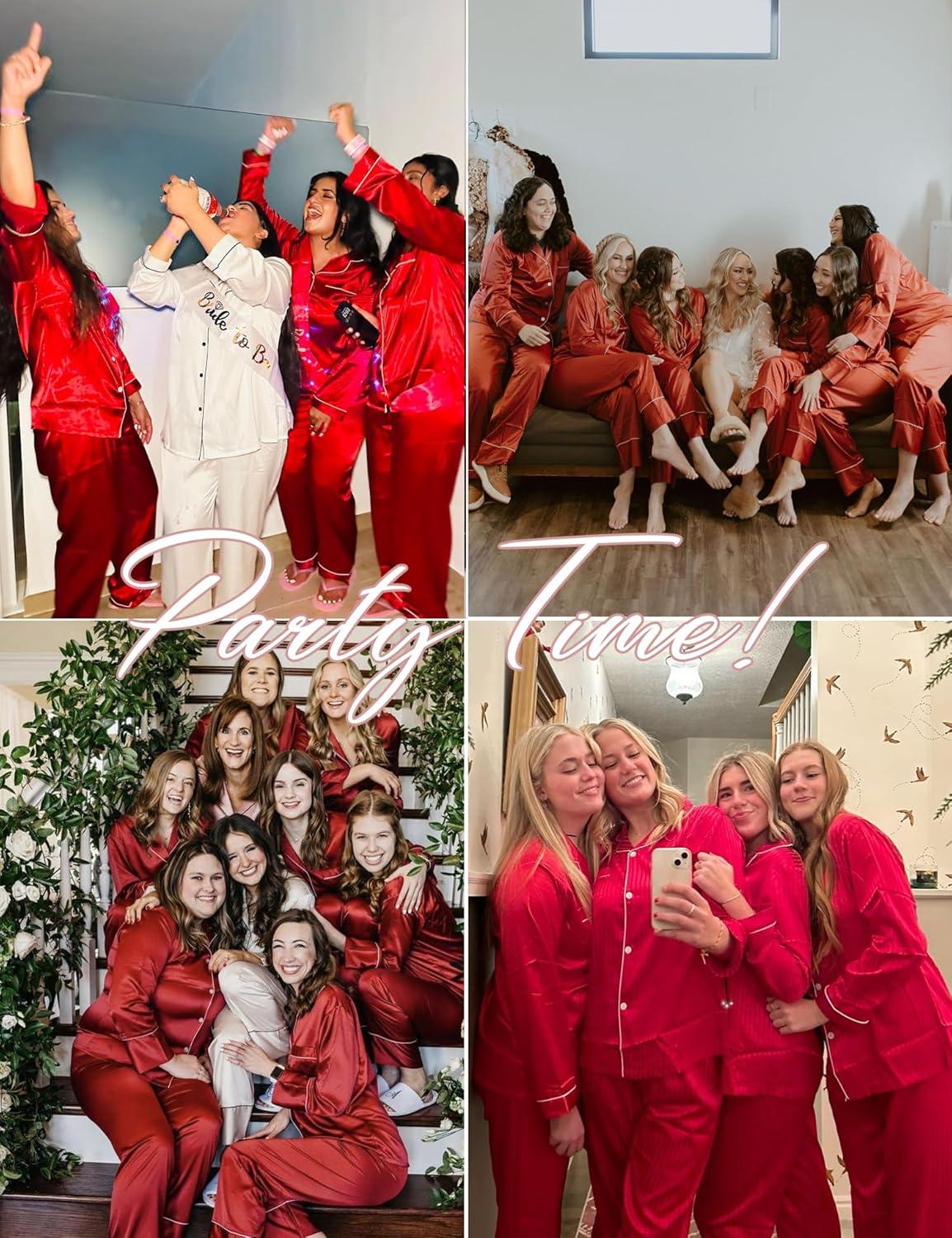 imageSWOMOG Womens Plus Size Pajamas Silky Pajama Set Button Down Sleepwear Classic Silk Pj Set Ladies Two Piece Loungewear SetScarlet Red