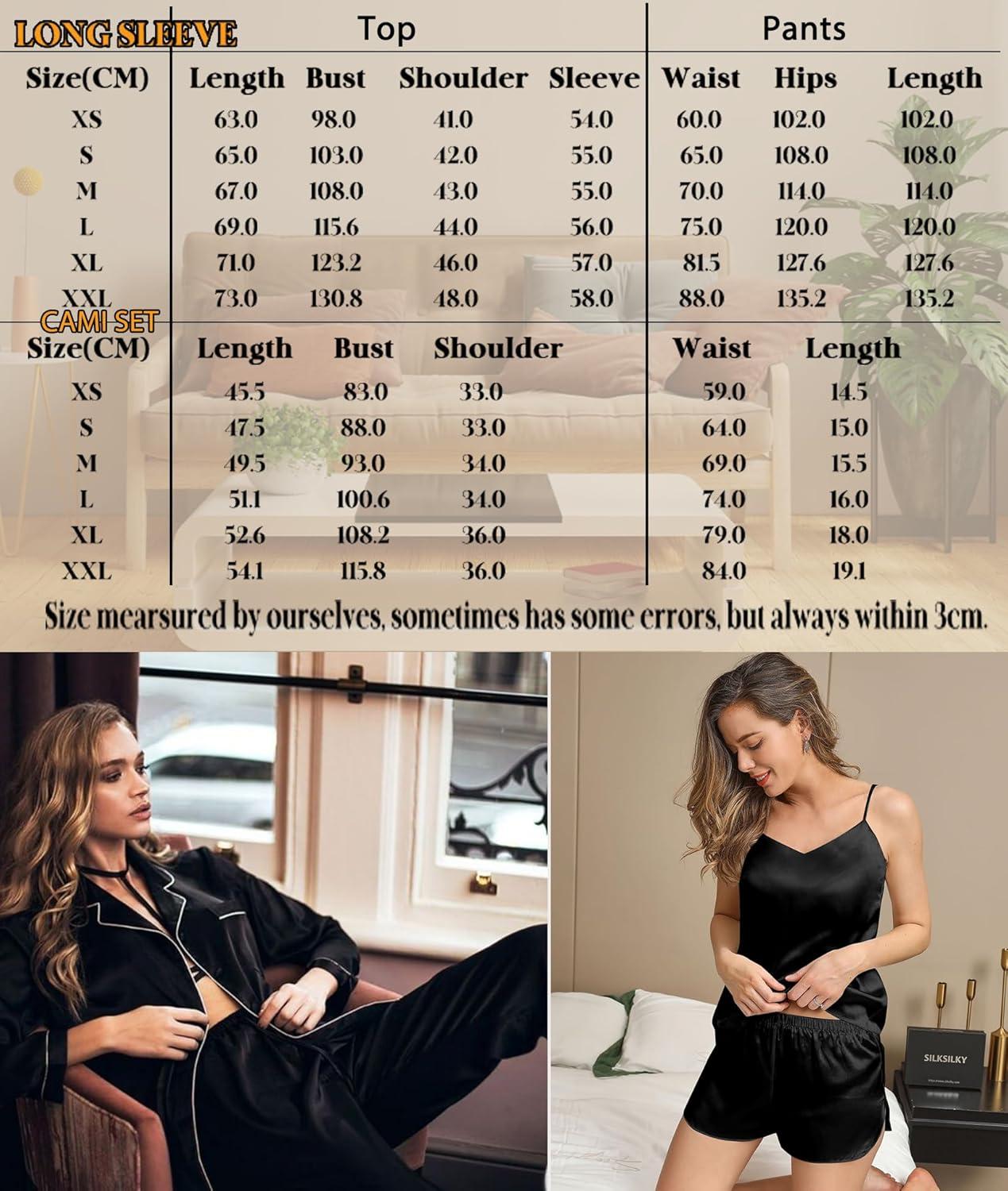 imageSWOMOG Womens Silk Satin Pajamas Sets 4pcs Loungewear Sexy Cami Shorts Set Button Down Long Sleeve Pjs SleepwearLong Sleeve Classicchampagne