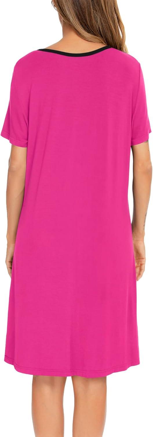 imageSWOMOG Womens Zip Up Housecoat Zipper Front Robe Lightweight Bathrobe Short Sleeve Loungewear Nightgowns with PocketsRose Pink