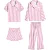 4 Pcs-pink Striped