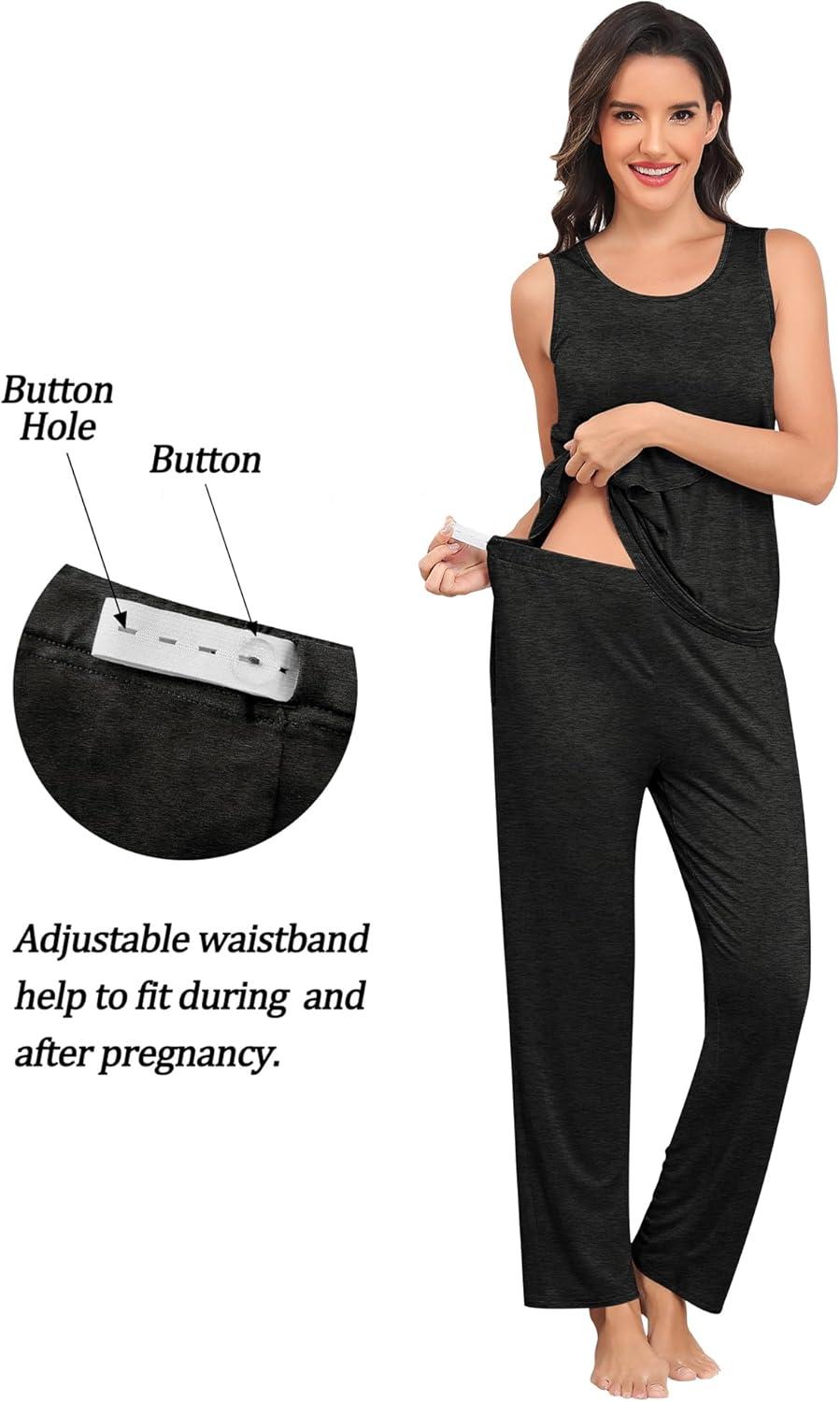 imageSWOMOG Maternity Nursing Robe Set 3 PCS Postpartum Breastfeeding Pajamas Lounge Hospital Pregnancy Pjs with RobeBlack Grey