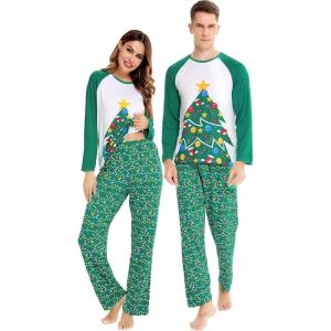 SWOMOG Family Matching Christmas Pajamas Sets Men/Women Plaid Pants Loungewear and Printed Long Sleeve Pjs(Z-christmas Tree)
