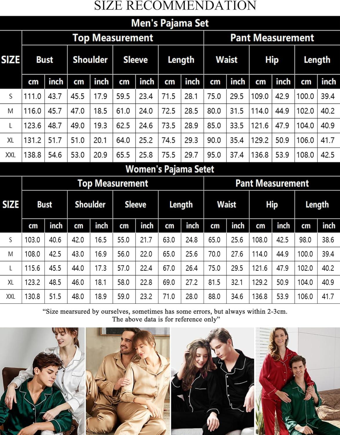 imageSWOMOG Couples Matching Pajamas Set Women amp Men Satin Long Sleeve Sleepwear Soft Button Down Pj Set Silk LoungewearRed