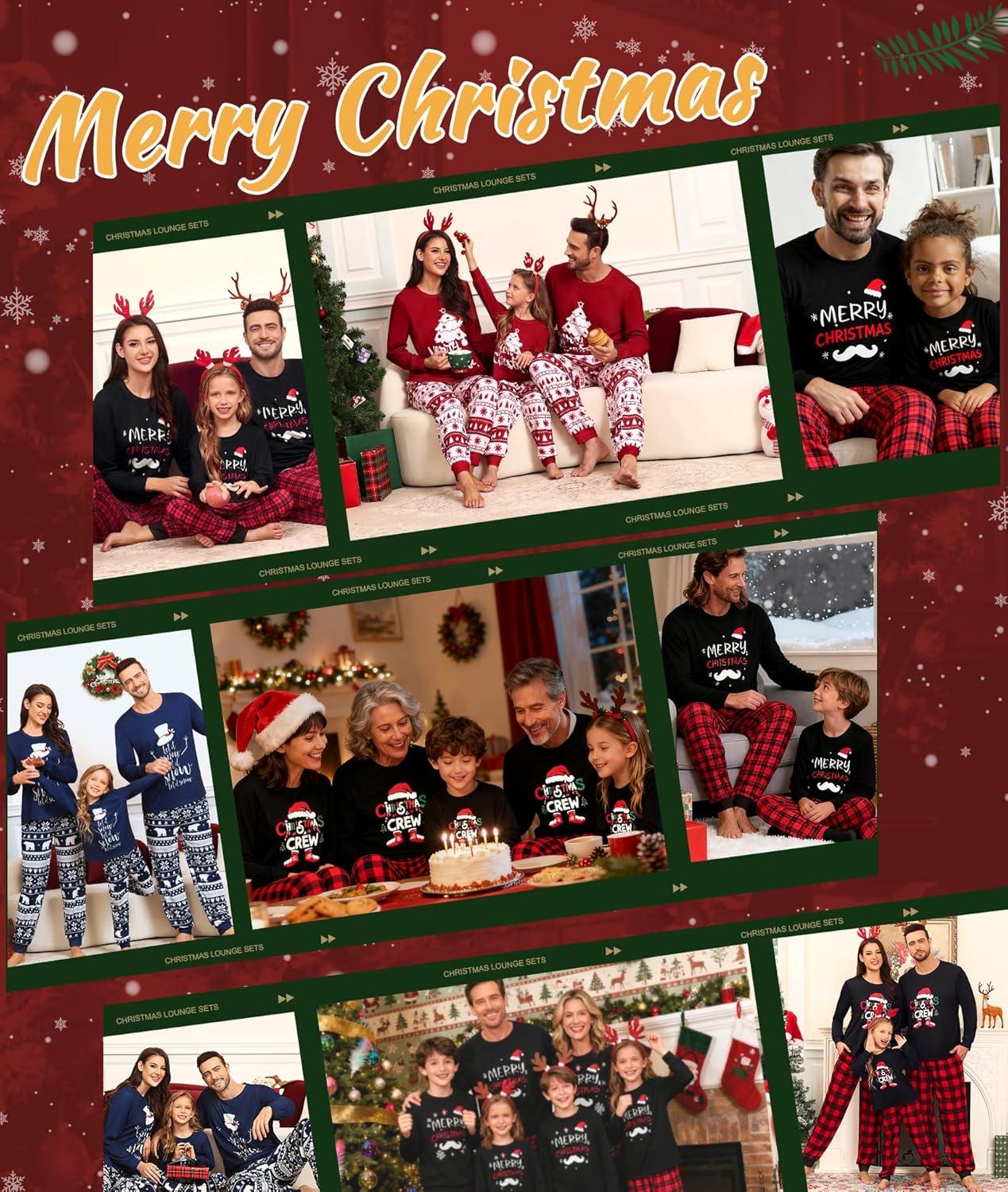 imageSWOMOG Family Christmas Pjs Matching Sets Christmas Pajamas for Family Xmas Jammies Set Christmas Holiday SleepwearZ Wine Red Treepullover