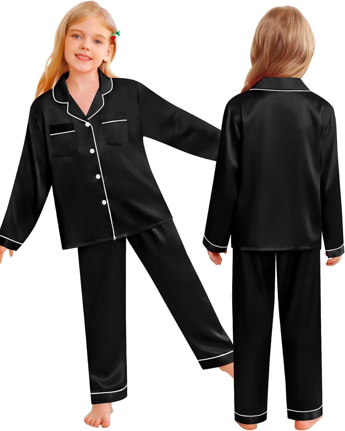 imageSWOMOG Family Matching Pajamas Set Christmas Pajamas Long Sleeve Button Down Pj Set 2Pcs Festival Party SleepwearBlack