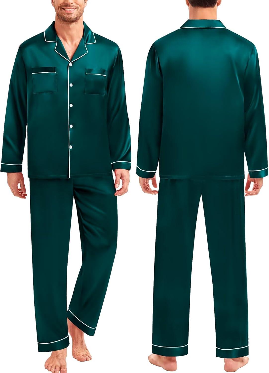 imageSWOMOG Family Matching Pajamas Set Christmas Pajamas Long Sleeve Button Down Pj Set 2Pcs Festival Party SleepwearDark Green