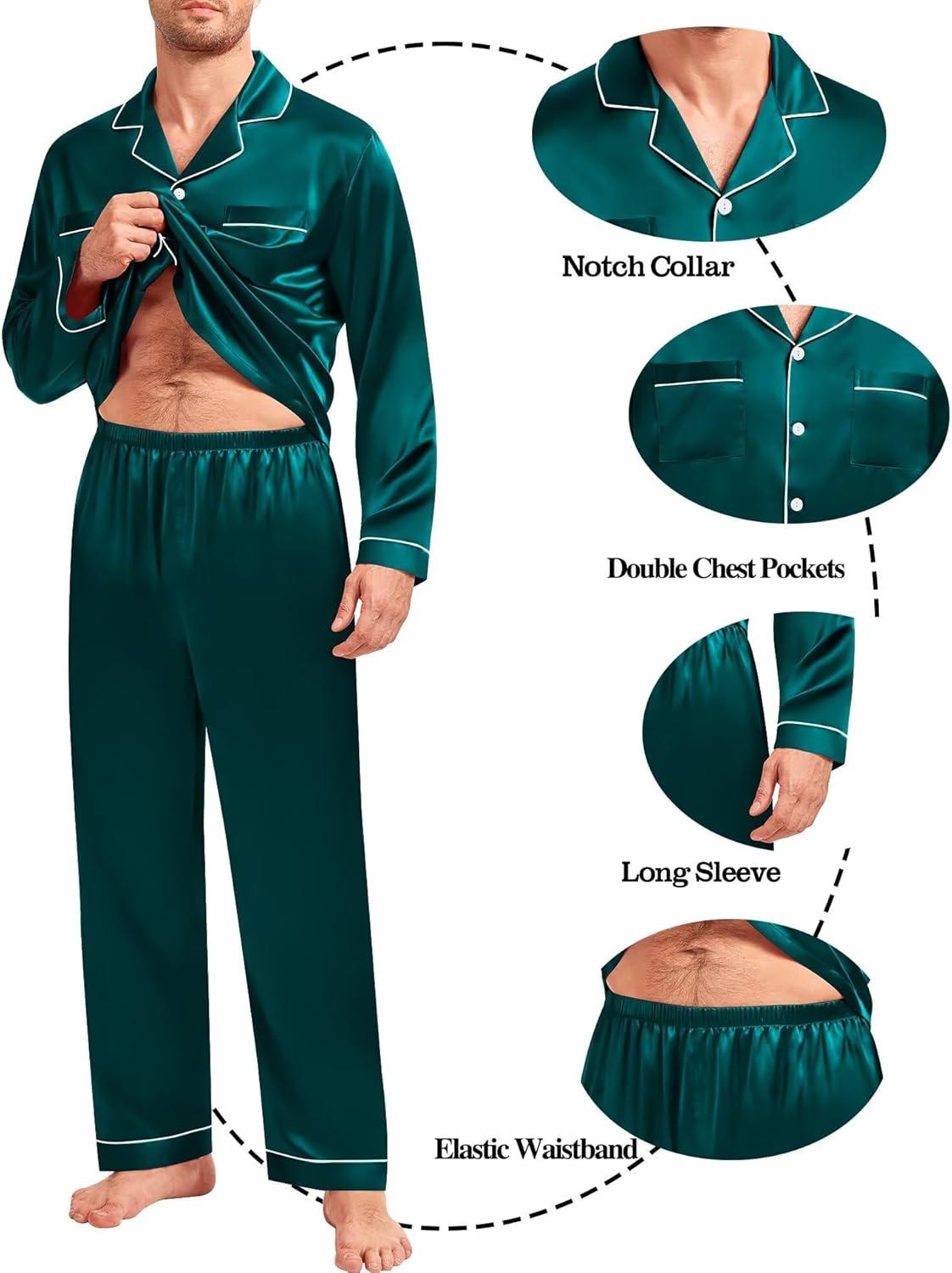 imageSWOMOG Family Matching Pajamas Set Christmas Pajamas Long Sleeve Button Down Pj Set 2Pcs Festival Party SleepwearDark Green