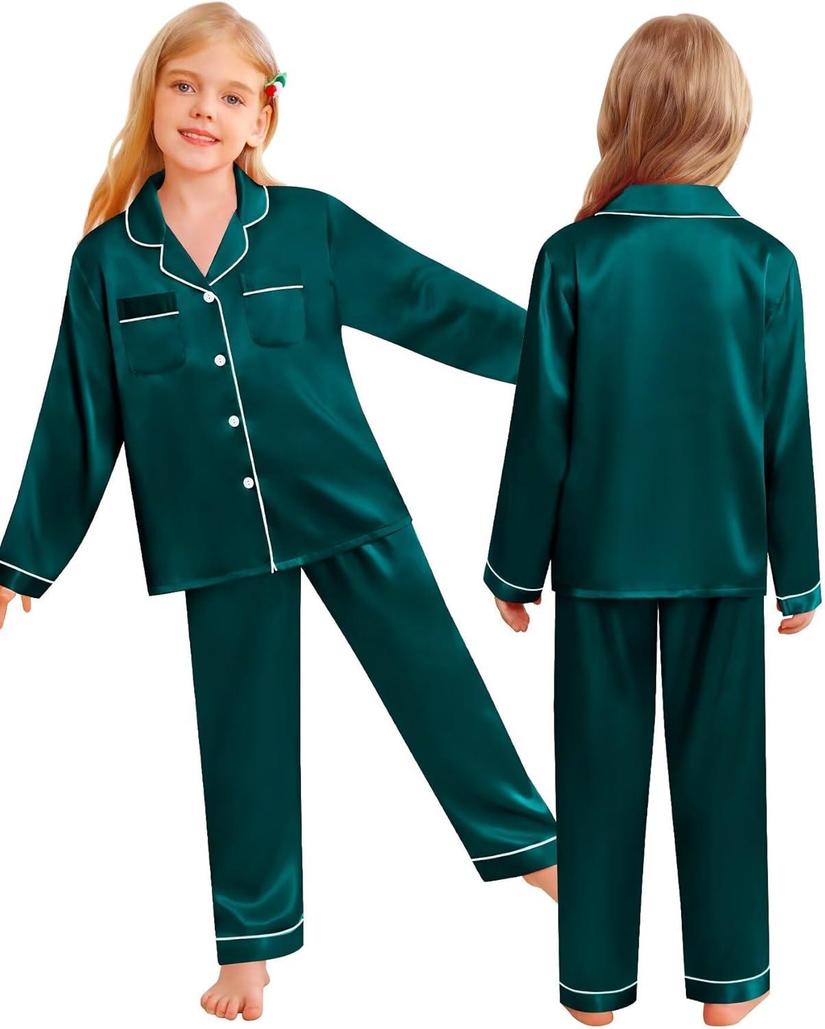 imageSWOMOG Family Matching Pajamas Set Christmas Pajamas Long Sleeve Button Down Pj Set 2Pcs Festival Party SleepwearDark Green