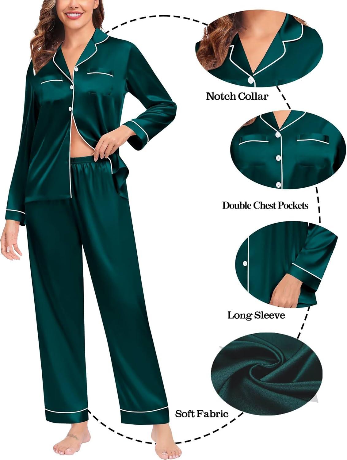 imageSWOMOG Family Matching Pajamas Set Christmas Pajamas Long Sleeve Button Down Pj Set 2Pcs Festival Party SleepwearDark Green