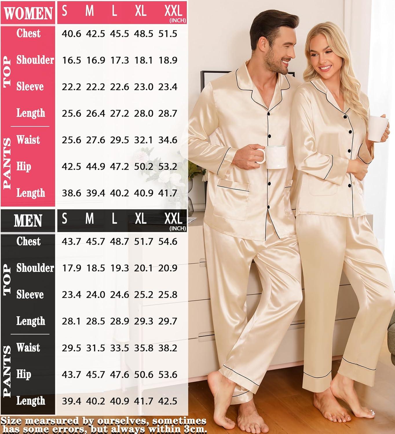 imageSWOMOG Matching Family Pajamas Set Women amp Men amp Kids Silk Satin Pjs 2 Pcs Long Sleeve Button Down Sleepwear with 2 PocketsChampagne