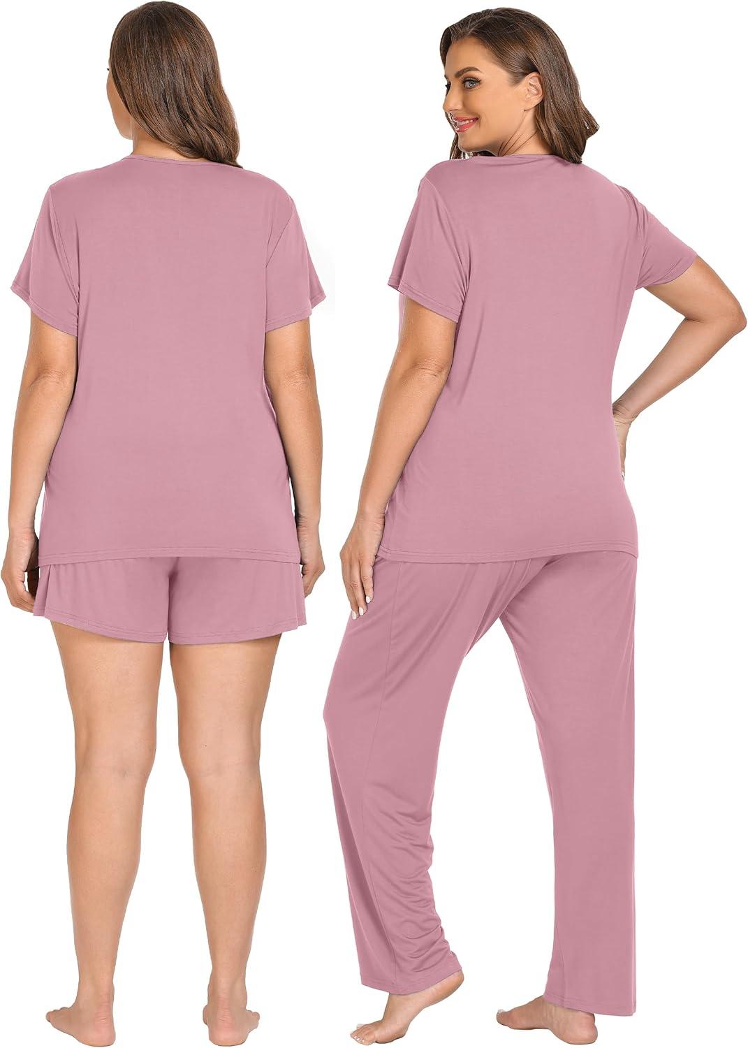 imageSWOMOG Women 3Pcs Maternity Pajama Set Nursing Pjs Pregnancy Set Breastfeeding Pjs Double Layer with PocketsTaropurple