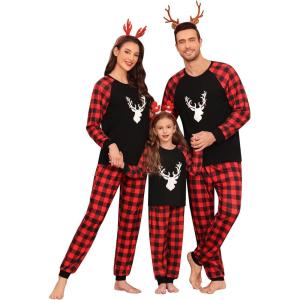 SWOMOG Family Christmas Pjs Matching Sets Christmas Pajamas for Family Xmas Jammies Set Christmas Holiday Sleepwear(Christmas Deer Head)