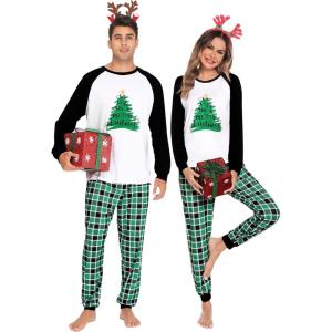 SWOMOG Family Christmas Pjs Matching Sets Christmas Pajamas for Family Xmas Jammies Set Christmas Holiday Sleepwear(Green Christmas Tree)