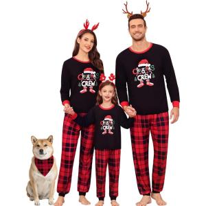 SWOMOG Family Christmas Pjs Matching Sets Christmas Pajamas for Family Xmas Jammies Set Christmas Holiday Sleepwear(Red Black Print)