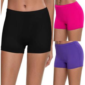 SWOMOG Women’s Boyshort Panties 3 Pack Soft Underwear Invisible Briefs Boyshorts(Black/Deep Purple/Rose Red)
