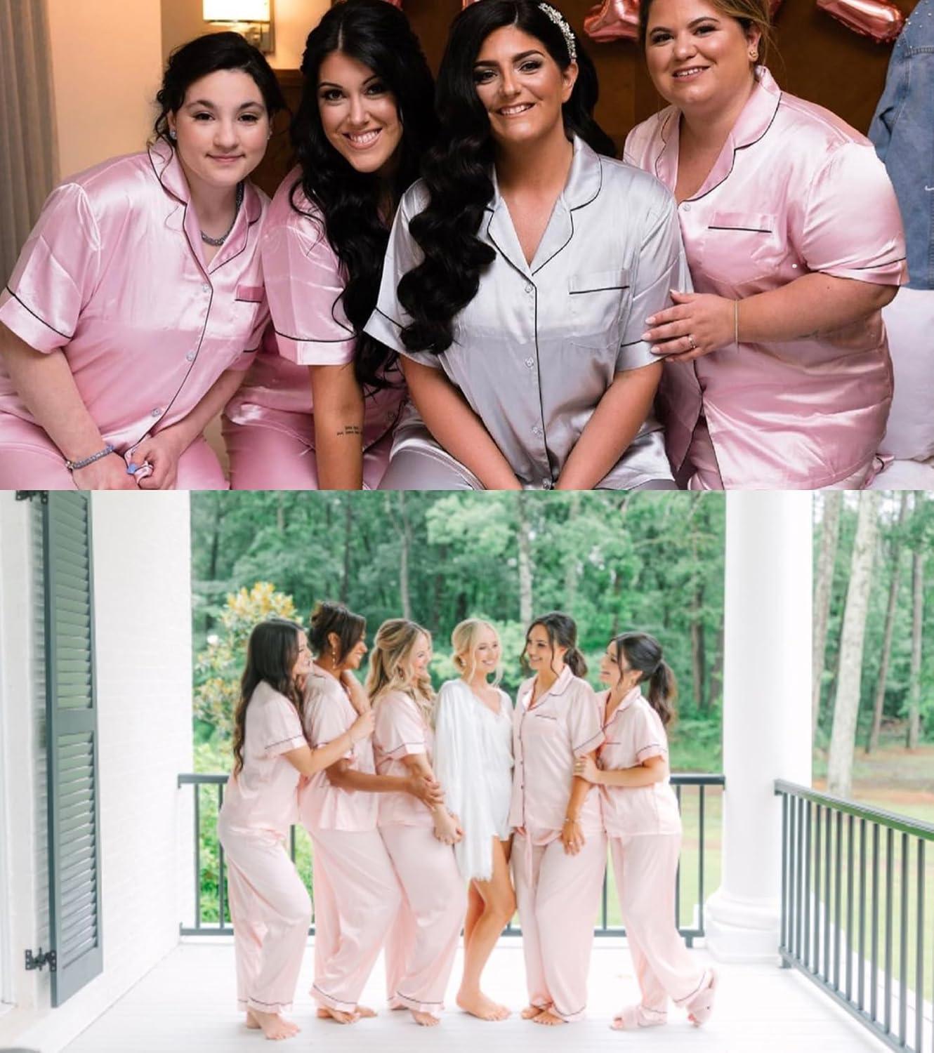 imageSWOMOG Womens Plus Size Pajamas Silk Satin Pajama Set Short Sleeve Shirt with FullLength Pants Pjs Sleepwear Set 18W26WPink