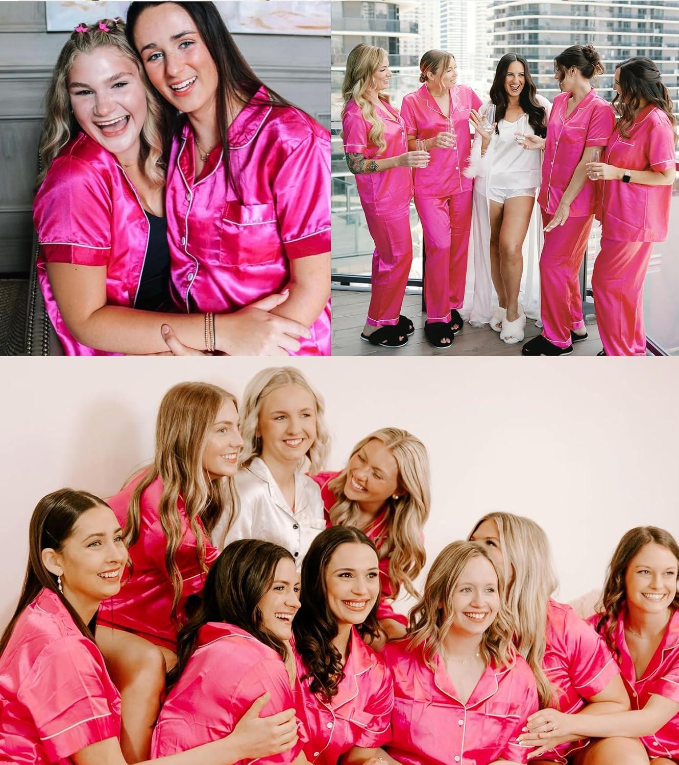 imageSWOMOG Womens Plus Size Pajamas Silk Satin Pajama Set Short Sleeve Shirt with FullLength Pants Pjs Sleepwear Set 18W26WRose Red