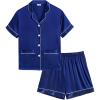 2pcs-short Sleeve Navy Blue