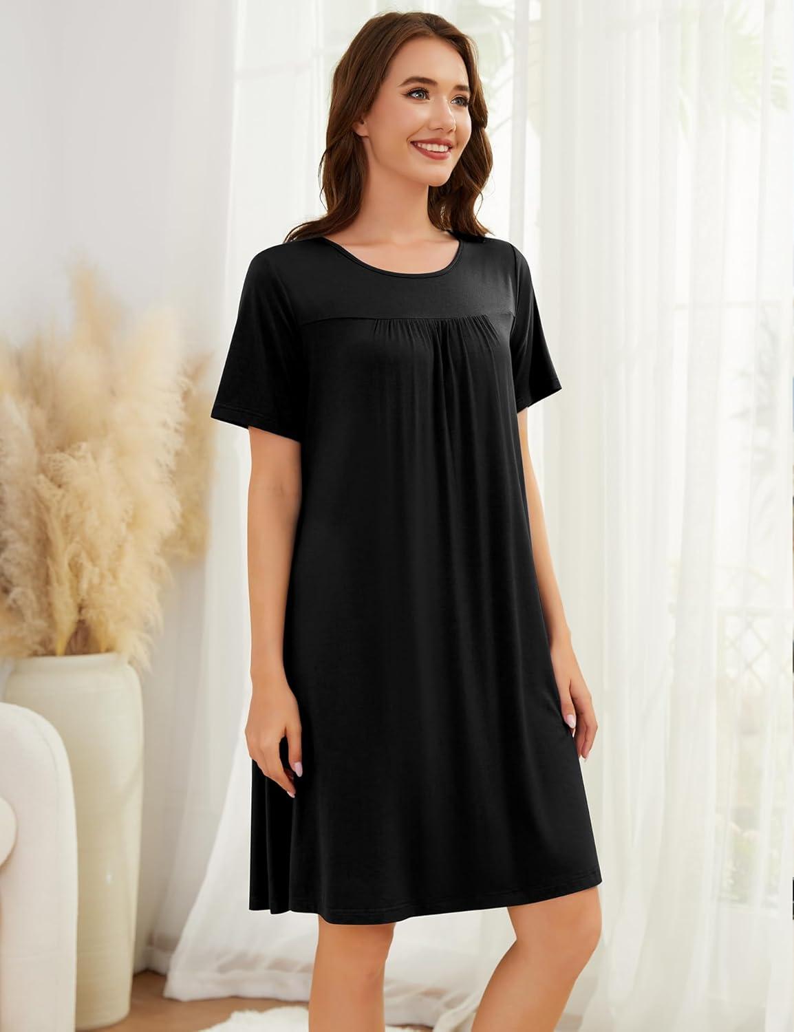 imageSWOMOG Hospital Gowns for Women Open Back Tear Away Post Surgery Dress Labor Delivery Nightgown Adaptive ClothingBlack