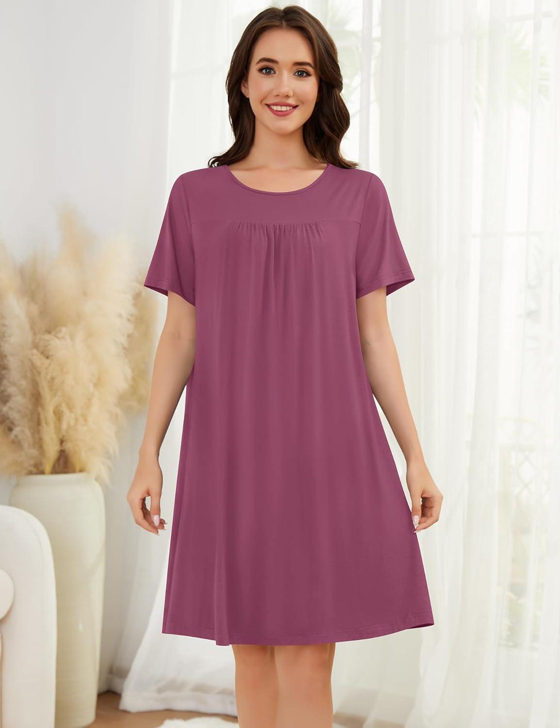 imageSWOMOG Hospital Gowns for Women Open Back Tear Away Post Surgery Dress Labor Delivery Nightgown Adaptive ClothingBurgundy Red