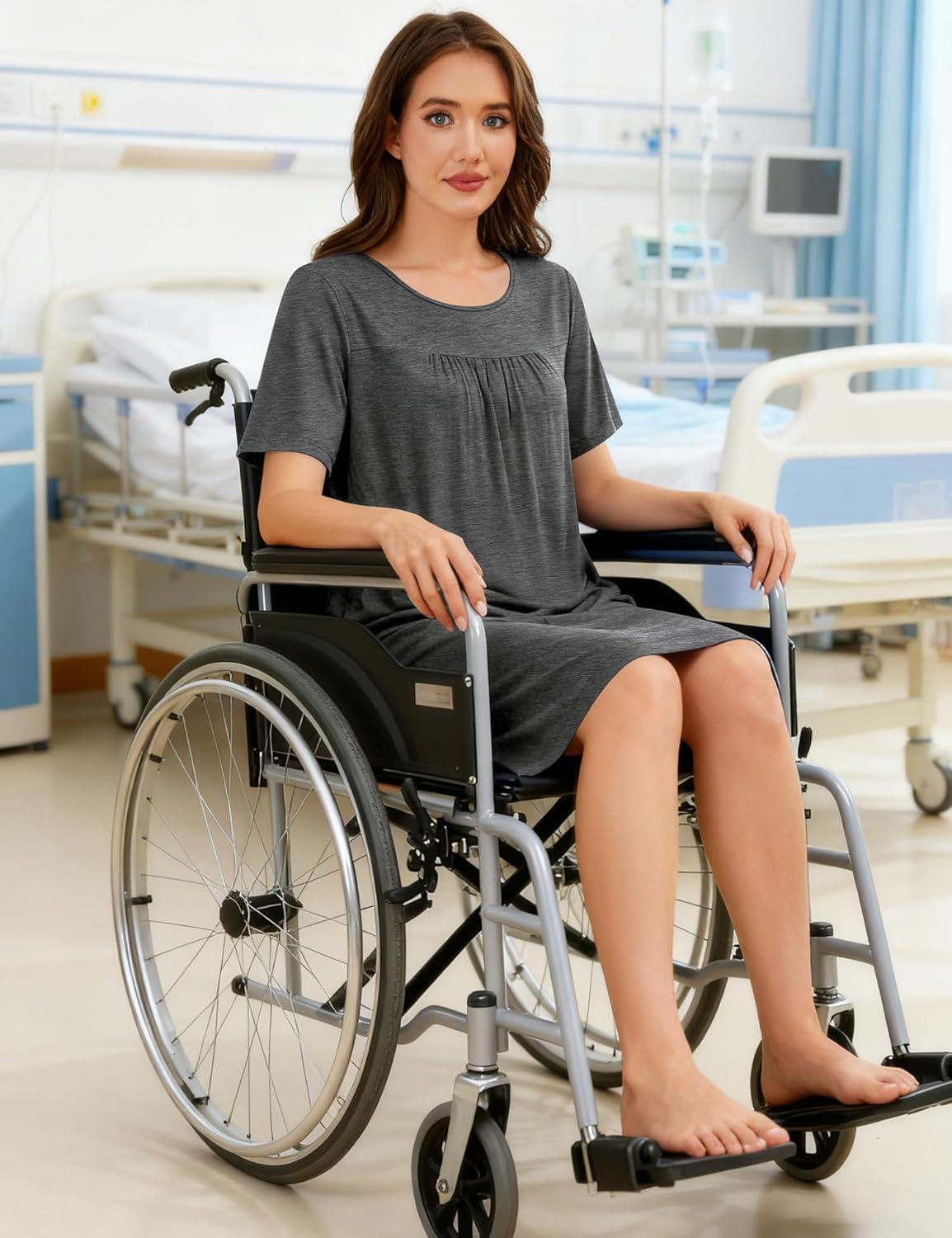 imageSWOMOG Hospital Gowns for Women Open Back Tear Away Post Surgery Dress Labor Delivery Nightgown Adaptive ClothingDeep Grey