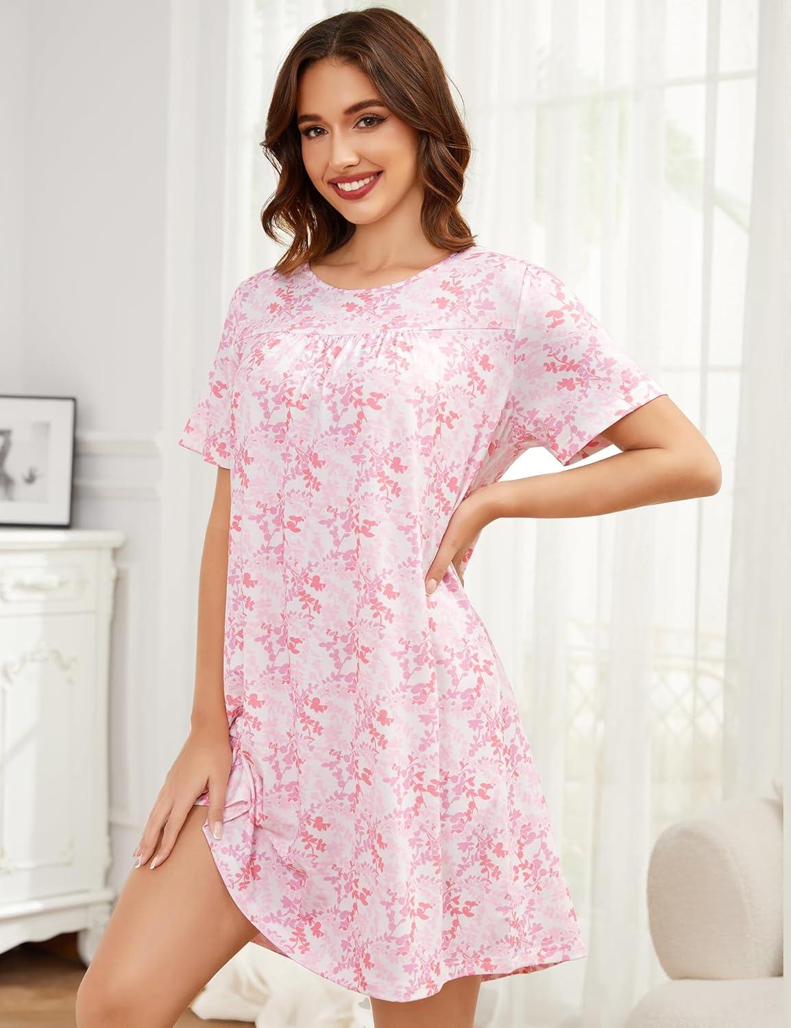 imageSWOMOG Hospital Gowns for Women Open Back Tear Away Post Surgery Dress Labor Delivery Nightgown Adaptive ClothingFloral Pink
