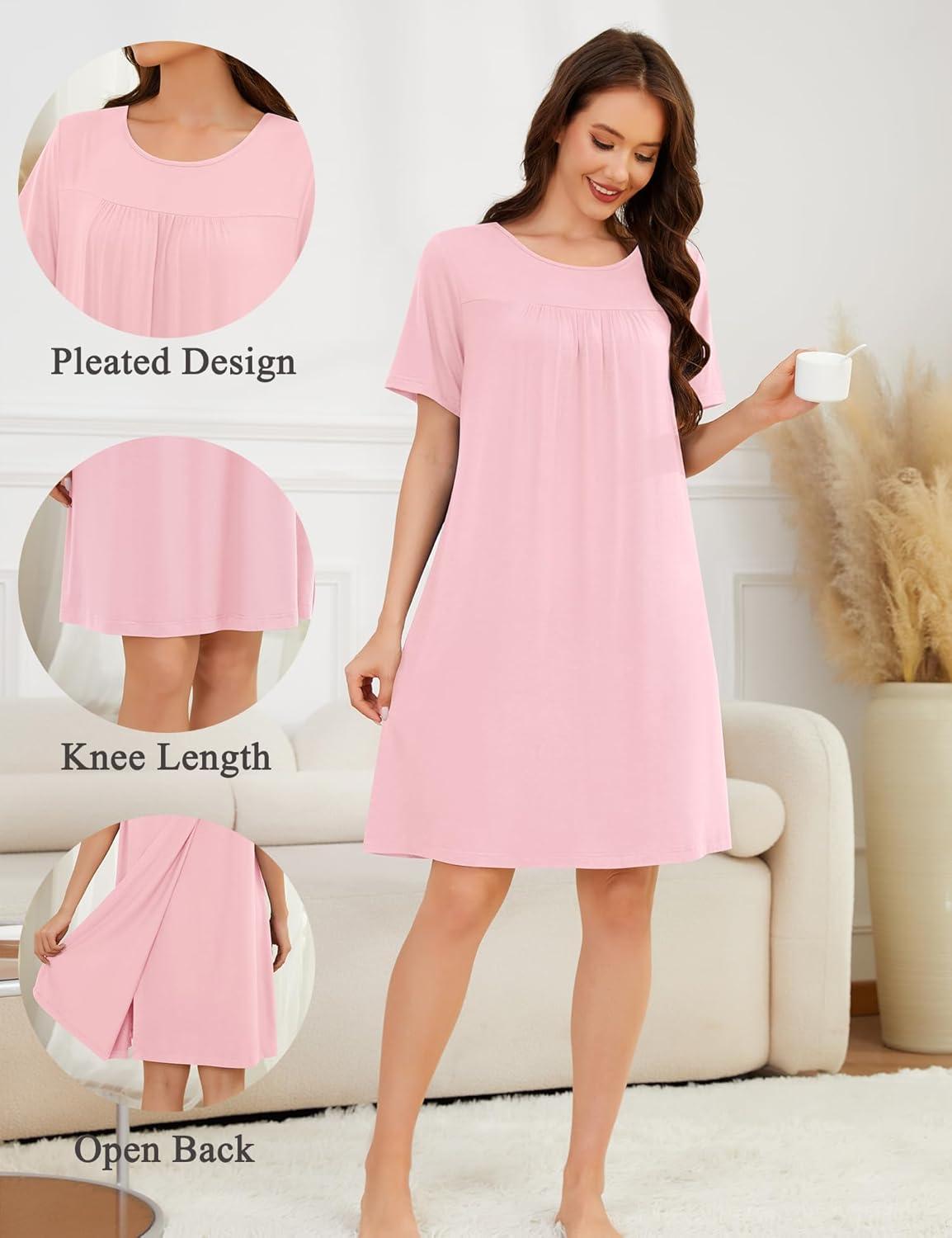 imageSWOMOG Hospital Gowns for Women Open Back Tear Away Post Surgery Dress Labor Delivery Nightgown Adaptive ClothingPink
