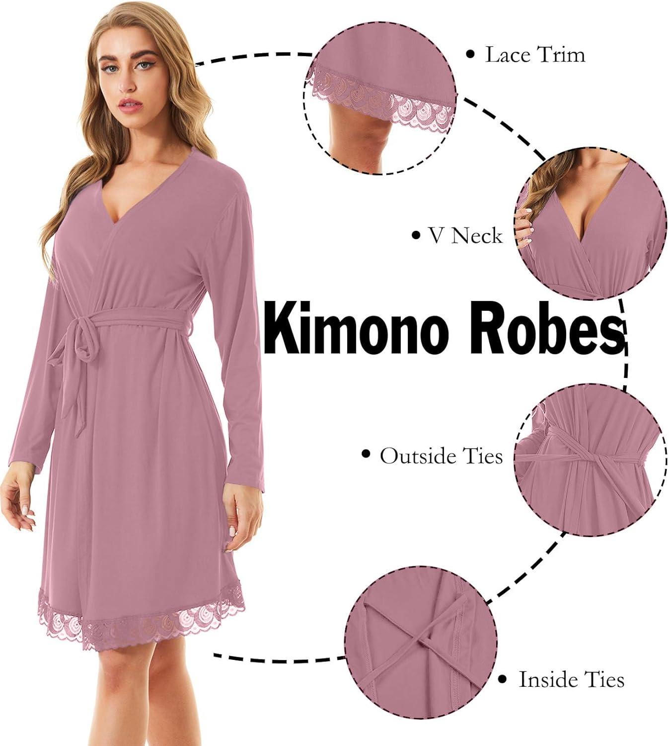 imageSWOMOG Womens Maternity Nursing Robe Pregnancy Breastfeeding Bathrobes 3 in 1 Labor Delivery NightgownsLong Sleevepaleiolet Red