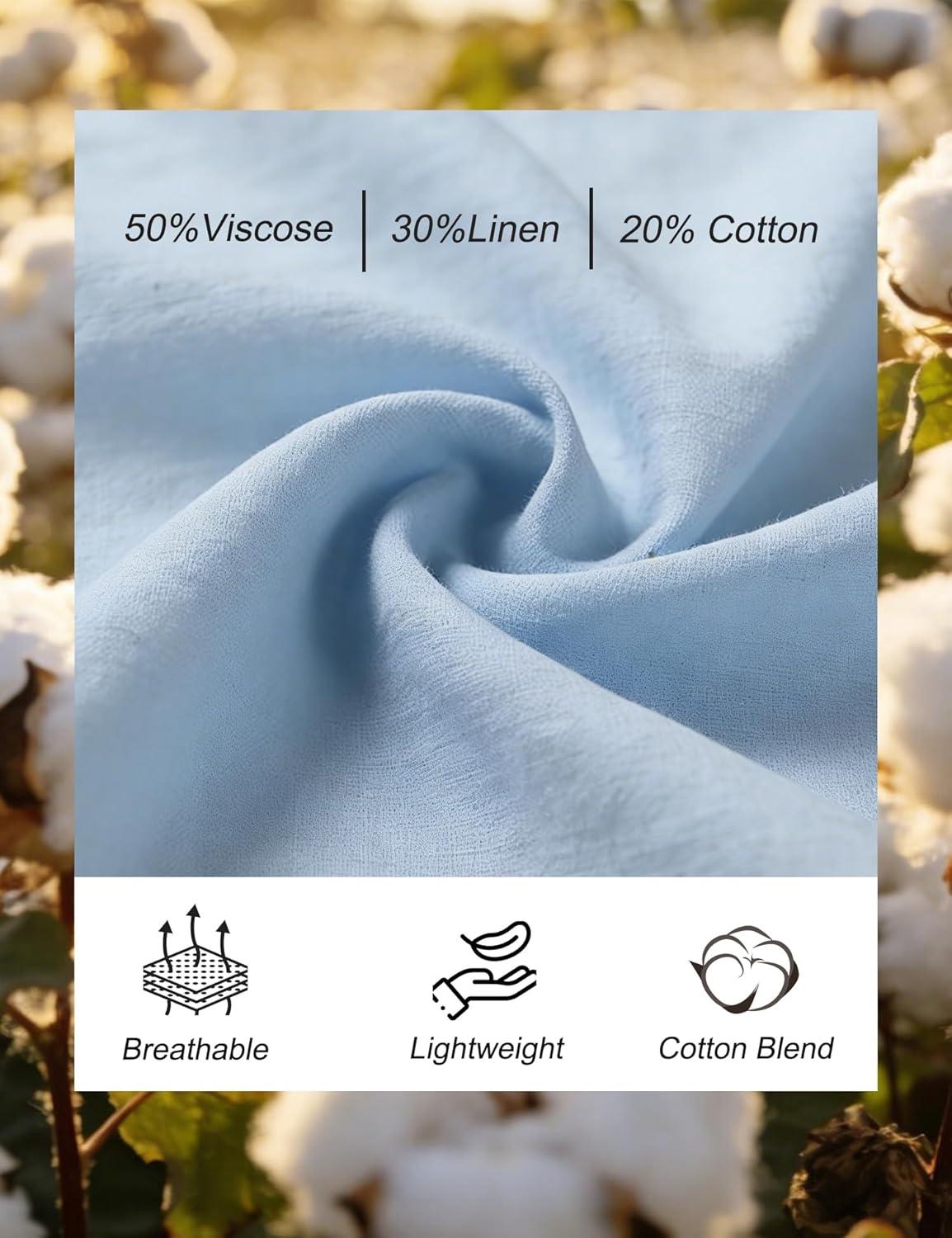 imageSWOMOG Mens Casual Cotton Linen Pants Drawstring Loose Fit Summer Beach Pants Lightweight Trousers with PocketsBlue