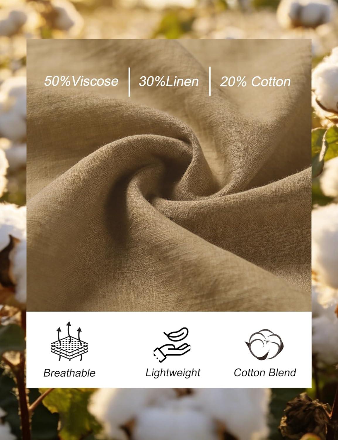 imageSWOMOG Mens Casual Cotton Linen Pants Drawstring Loose Fit Summer Beach Pants Lightweight Trousers with PocketsCoffee