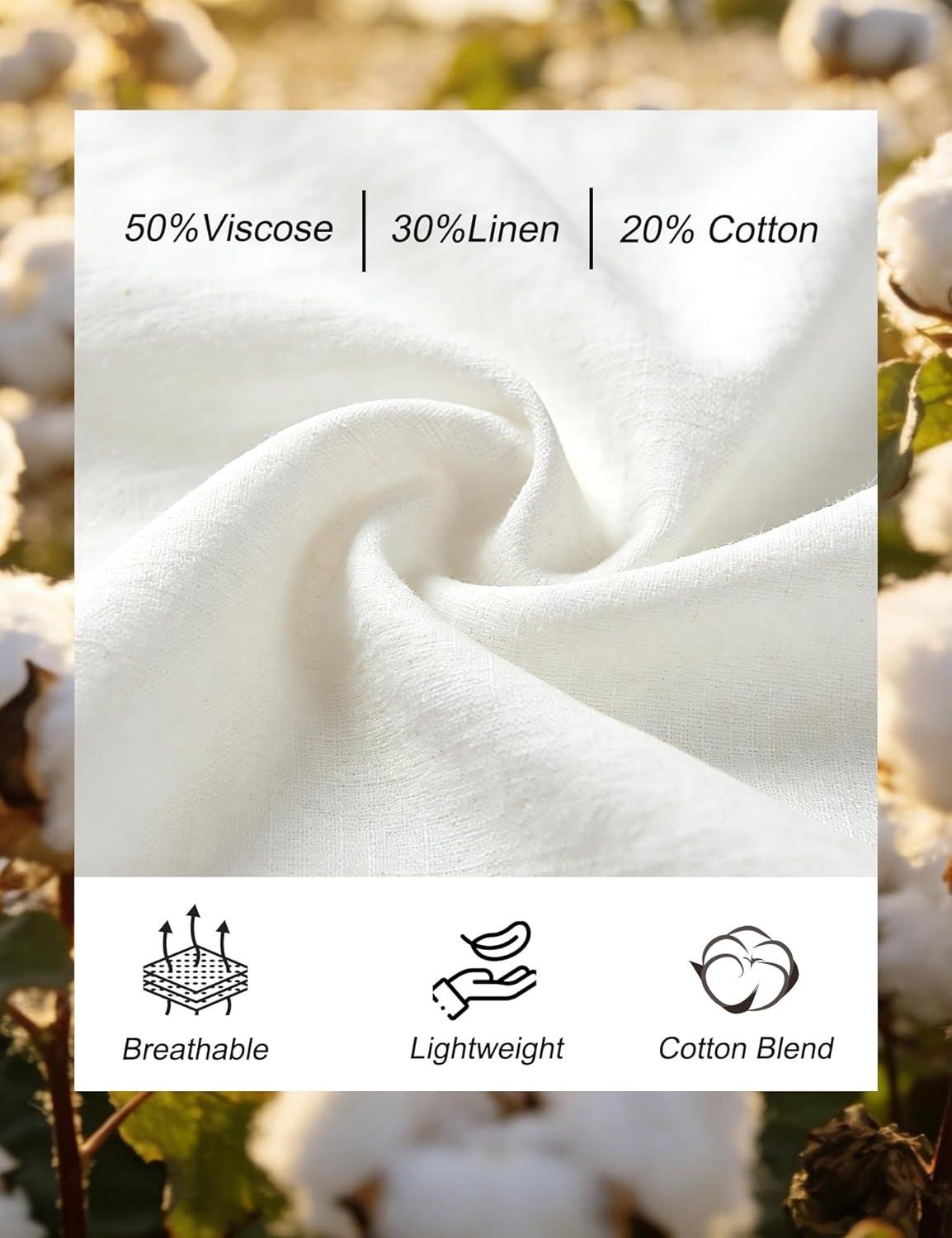imageSWOMOG Mens Casual Cotton Linen Pants Drawstring Loose Fit Summer Beach Pants Lightweight Trousers with PocketsWhite