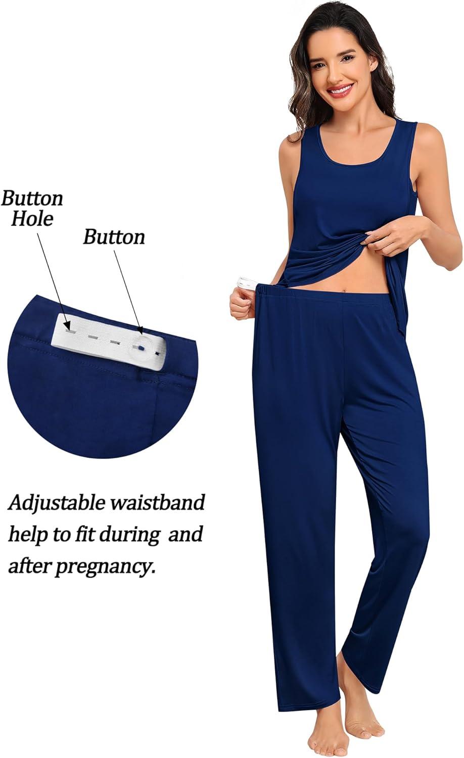 imageSWOMOG Women Maternity Nursing Robe Set 3 PCS Labor Delivery Breastfeeding Pajama Postpartum Pjs for Hospital PregnancyNavy Blue