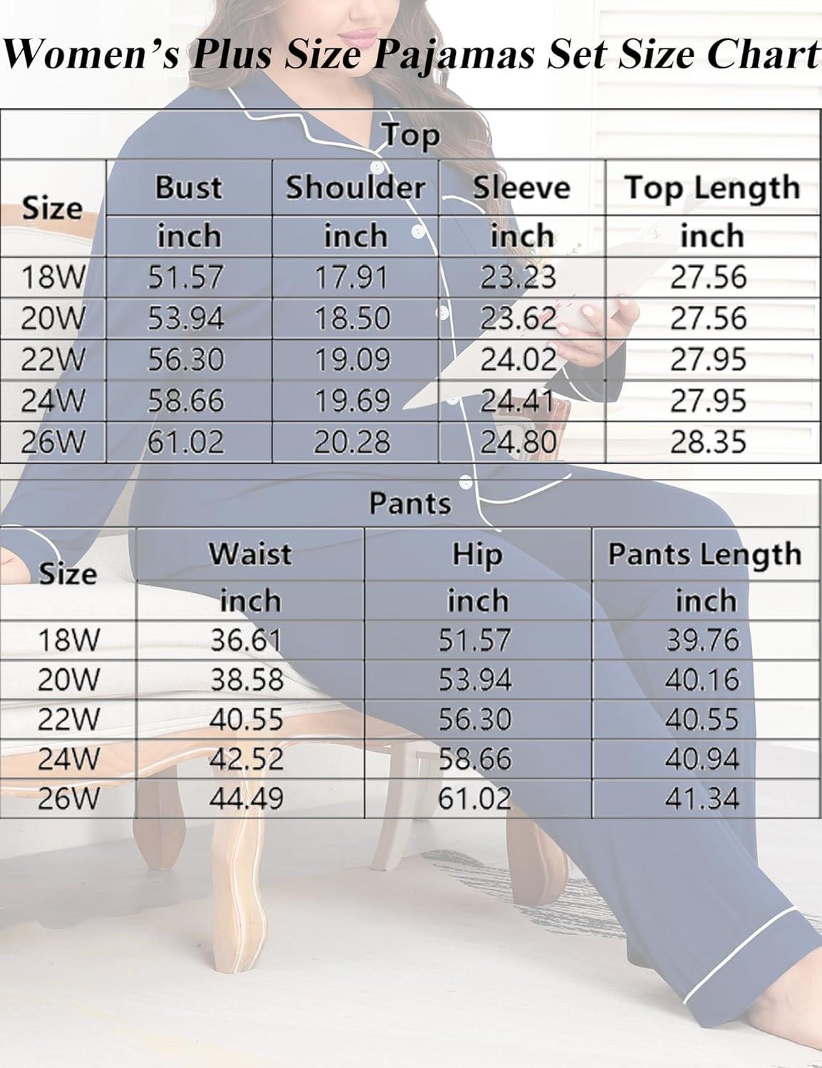 imageSWOMOG Womens Plus Size Pajamas Set Long Sleeve Sleepwear Button Down Tops Soft Pajama Pants 2 Pcs Lounge Sets with PocketNavy Blue